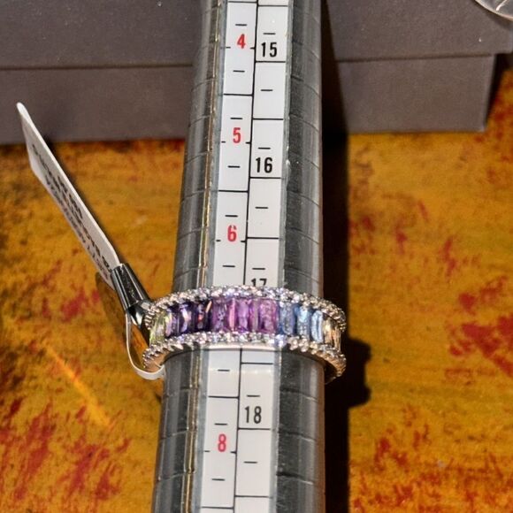 NWT GIANI BERNINI Multicolor Cubic Zirconia Baguette Ring in Sterling Silver - Picture 2 of 3